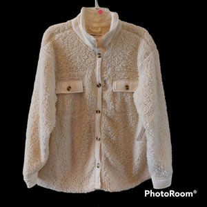 The Sweatshirt Project Women's XL‎ Cream Sherpa Faux Shearling Button Up Jacket